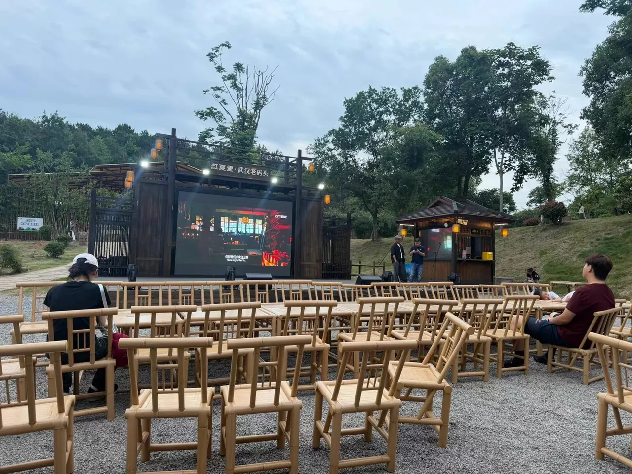 Actual tables and chairs being used in an outdoor setting